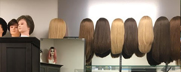 Wigs along a wall