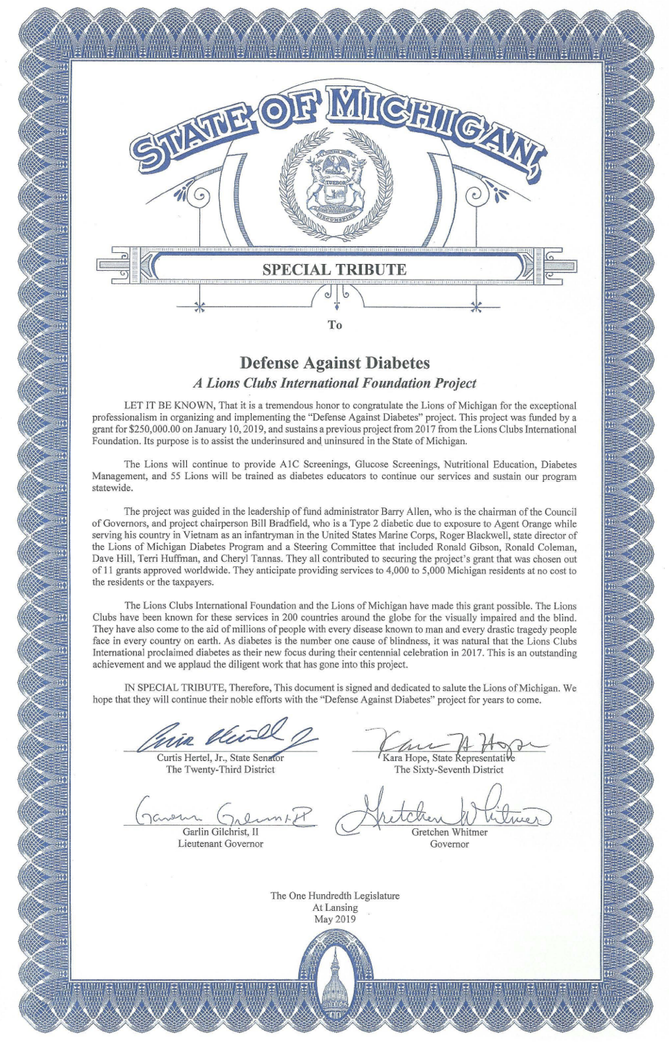 Testimonial screenshot from Governer Gretchen Whitmer.